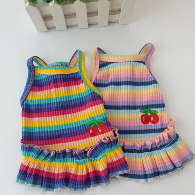Cute Puppy's Cotton Princess Dress besides Multiple Sizes And All Seasons Comfortable For Small Lovely Dog Pets